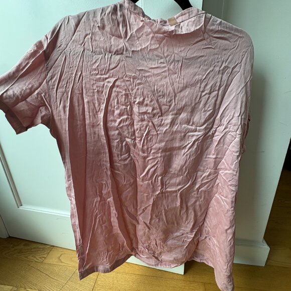 Lunya Washable Silk T-Shirt Delicate Pink Round Neck Short Sleeves - Picture 6 of 7